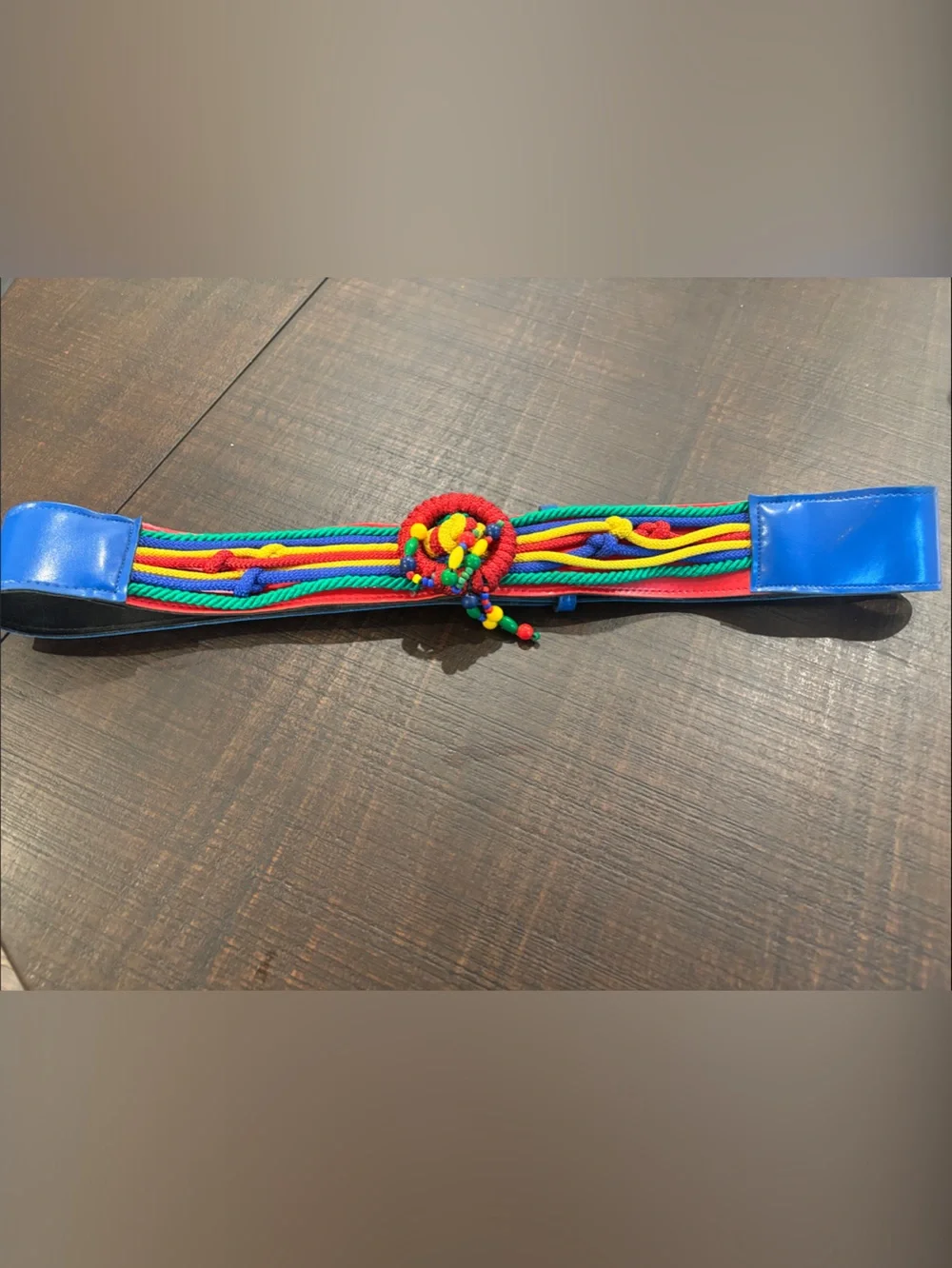 Vintage 80s Colorful Corded Cinch Belt Boho Rainbow Statement Belt